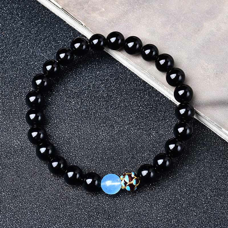 Nimara Ritual Natural Black Obsidian Lotus Purification Bracelet