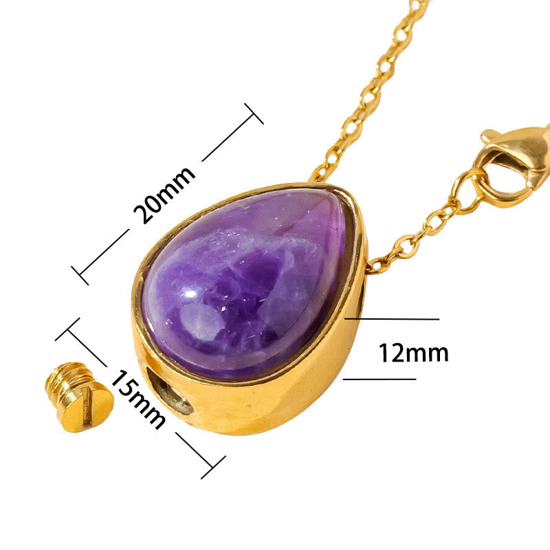 Nimara Ritual Natural Blue Lace Agate Rose Quartz Black Onyx Teardrop Design Balance Necklace Pendant