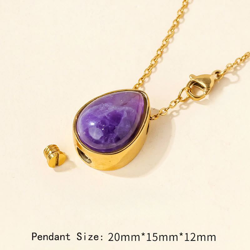 Nimara Ritual Natural Blue Lace Agate Rose Quartz Black Onyx Teardrop Design Balance Necklace Pendant