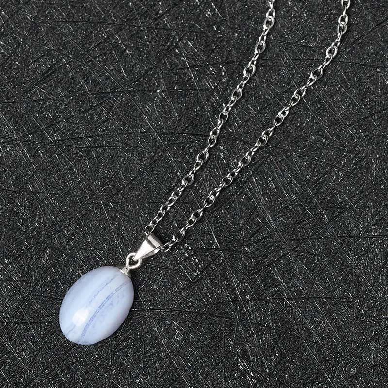 Nimara Ritual Natural Blue Lace Agate Clarity Chain Necklace Pendant