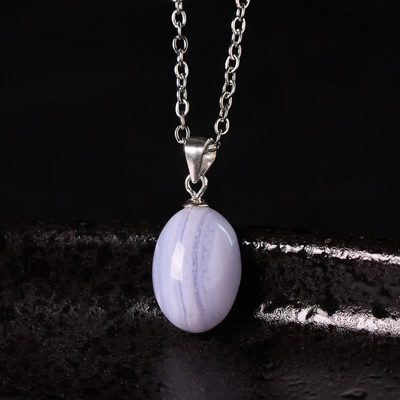 Nimara Ritual Natural Blue Lace Agate Clarity Chain Necklace Pendant