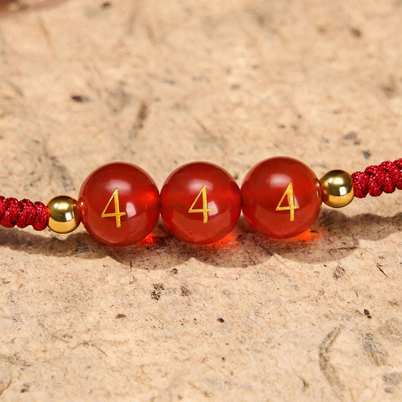 Nimara Ritual Angel Number Red String Red Agate Beads Luck Braided Adjustable Bracelet