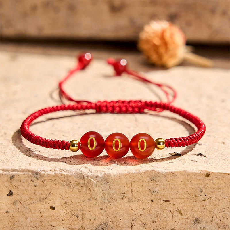 Nimara Ritual Angel Number Red String Red Agate Beads Luck Braided Adjustable Bracelet