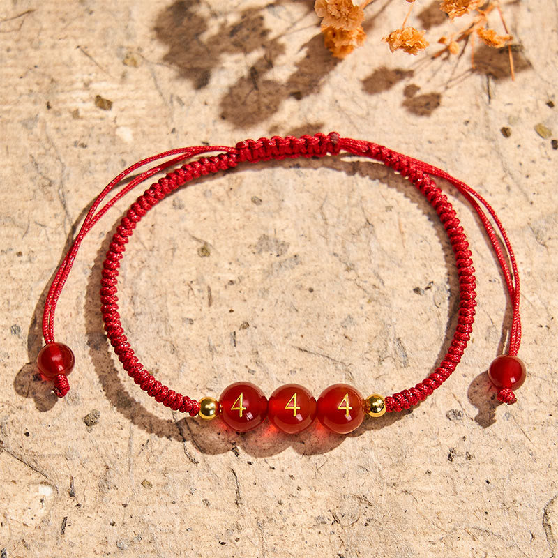 Nimara Ritual Angel Number Red String Red Agate Beads Luck Braided Adjustable Bracelet