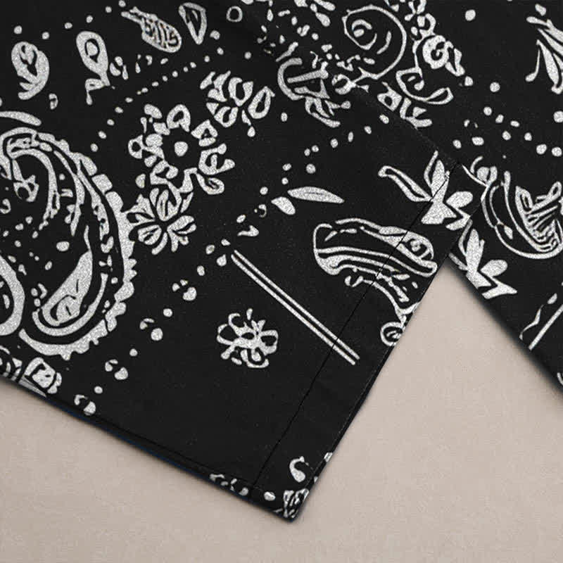 Nimara Ritual Cotton Cashew Flowers Paisley Pattern Men's Tapered Pants With Pockets