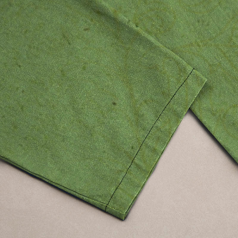 Nimara Ritual Cotton Bamboo Leaves Ink Pattern Men's Tapered Pants With Pockets