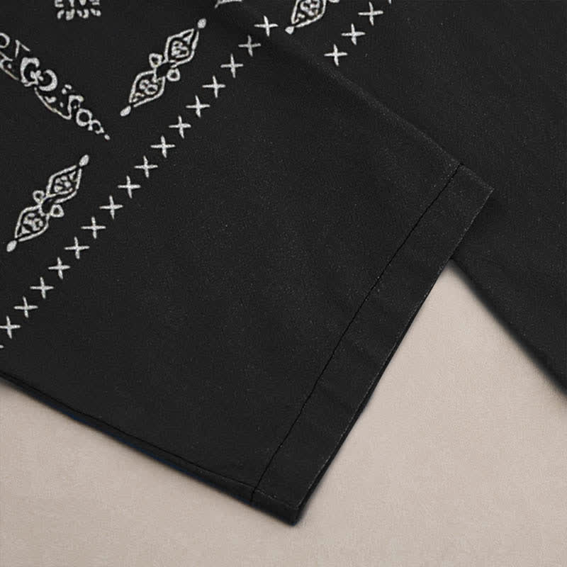 Nimara Ritual Cotton Bandana Mosaic Pattern Men's Tapered Pants With Pockets