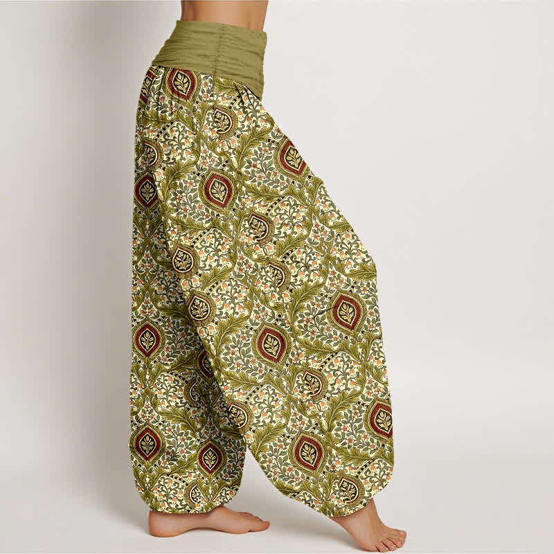 Nimara Ritual Pure Cotton Paisley Diamond Pattern Women's Elastic Waist Harem Pants