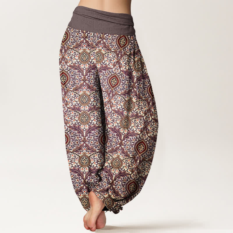 Nimara Ritual Pure Cotton Paisley Diamond Pattern Women's Elastic Waist Harem Pants