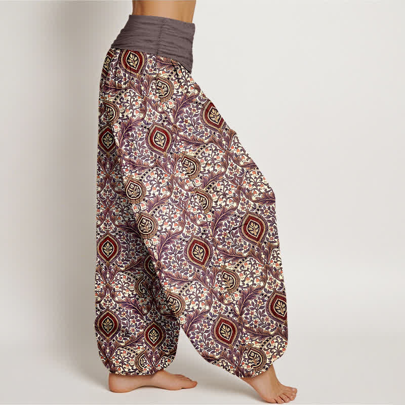 Nimara Ritual Pure Cotton Paisley Diamond Pattern Women's Elastic Waist Harem Pants