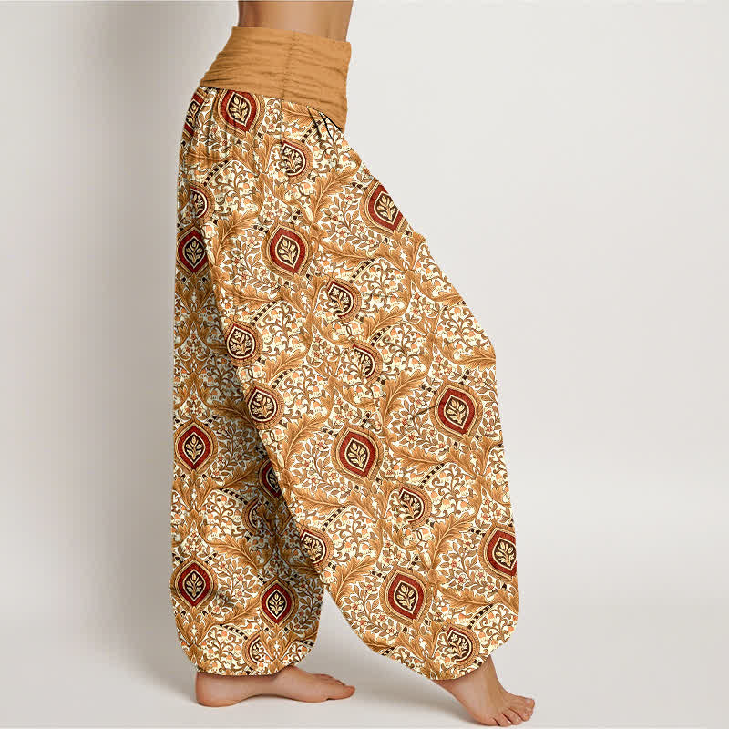 Nimara Ritual Pure Cotton Paisley Diamond Pattern Women's Elastic Waist Harem Pants