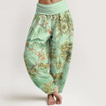 Nimara Ritual Cotton Oriental Mountain Floral Pattern Women's Elastic Waist Harem Pants