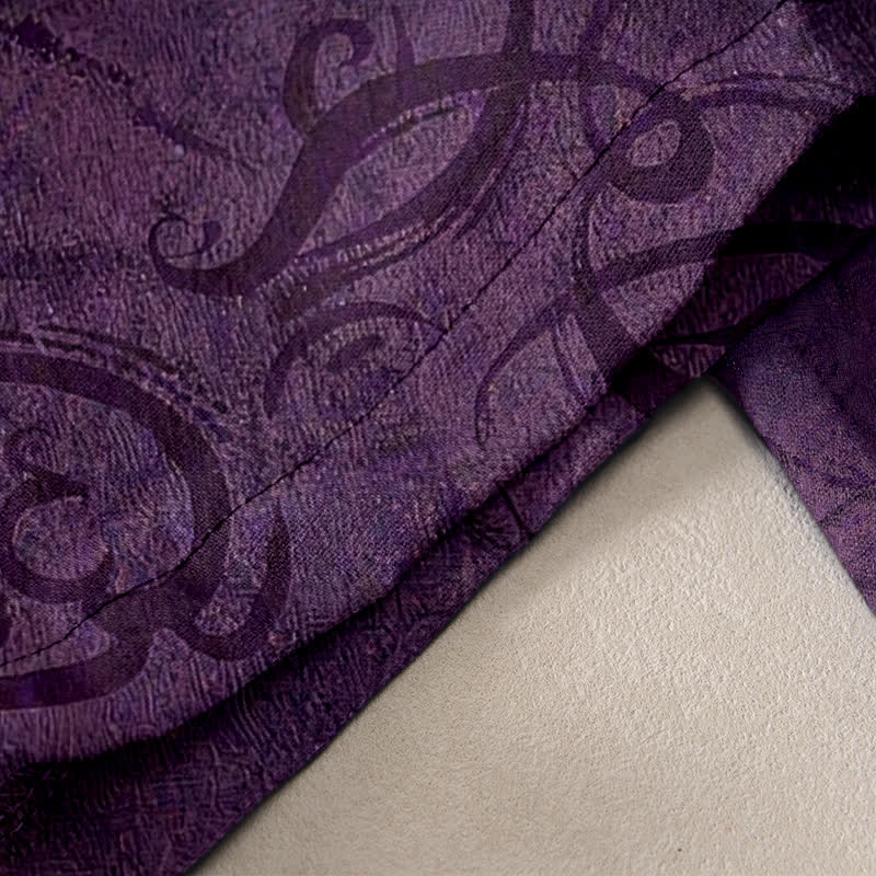 Nimara Ritual Cotton Velvet Vine Scroll Pattern Women's Elastic Waist Pants With Pockets