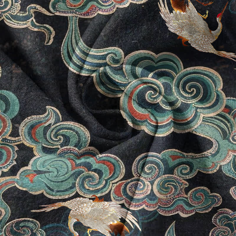 Nimara Ritual Cotton Koi Fish Lotus Pattern Men's Short Sleeve Half Button Shirt