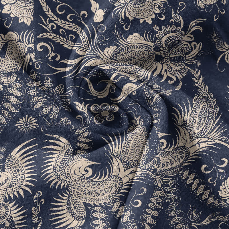 Nimara Ritual Cotton Botanical Floral Pattern Men's Short Sleeve Half Button Shirt