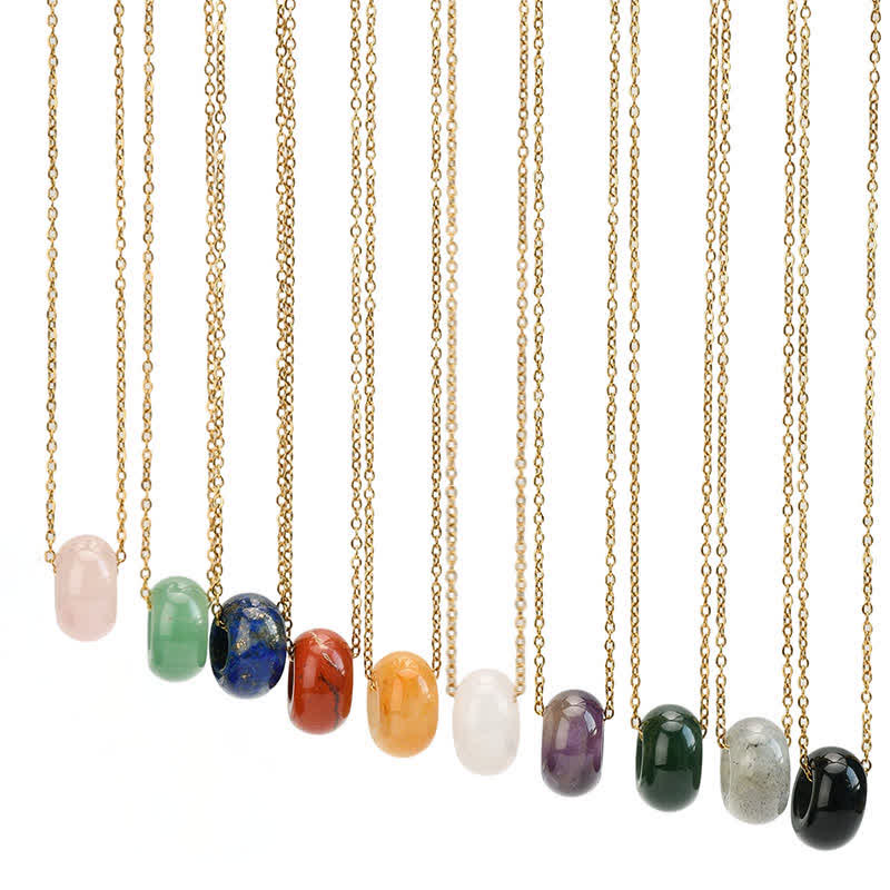 Nimara Ritual Natural Rose Quartz Green Aventurine Round Crystal Healing Necklace