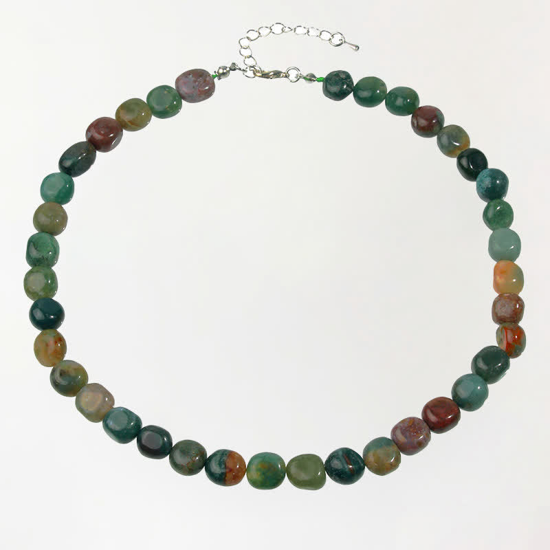 Nimara Ritual Natural Indian Agate Irregular Shapes Crystal Bead Positive Necklace