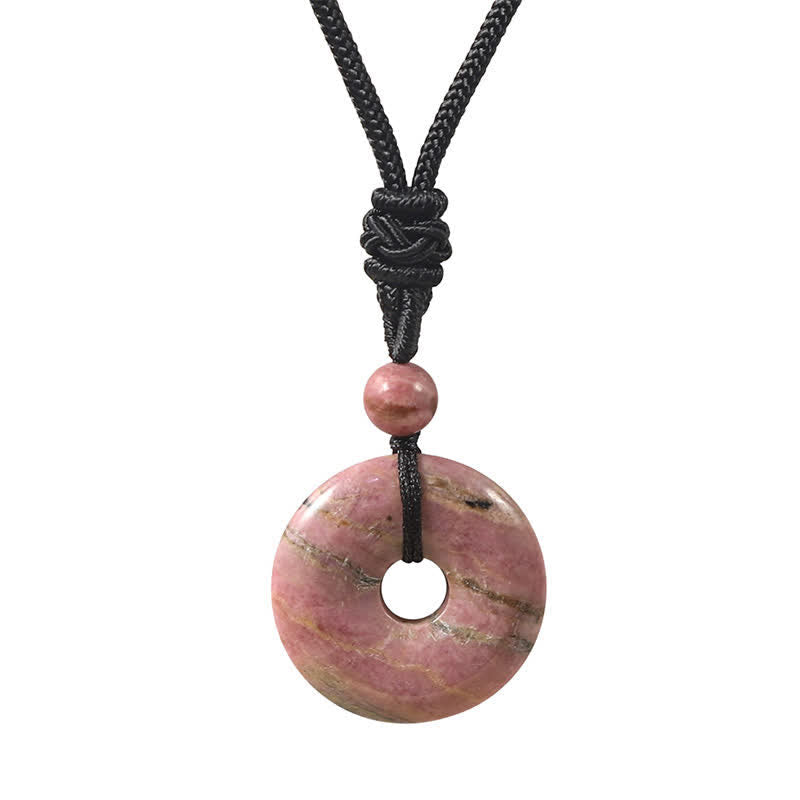 Nimara Ritual Natural Rhodonite Gray Agate Peace Buckle Fortune Necklace