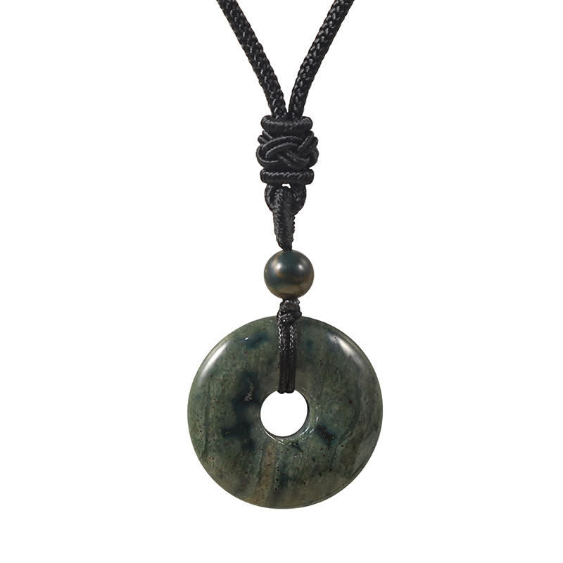Nimara Ritual Natural Rhodonite Gray Agate Peace Buckle Fortune Necklace