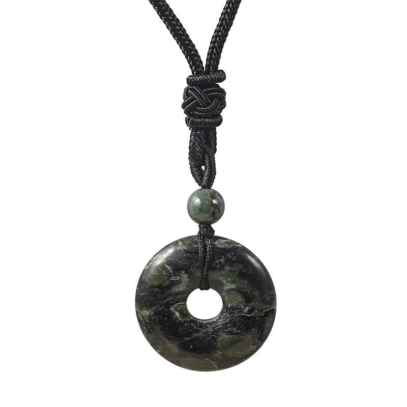 Nimara Ritual Natural Rhodonite Gray Agate Peace Buckle Fortune Necklace