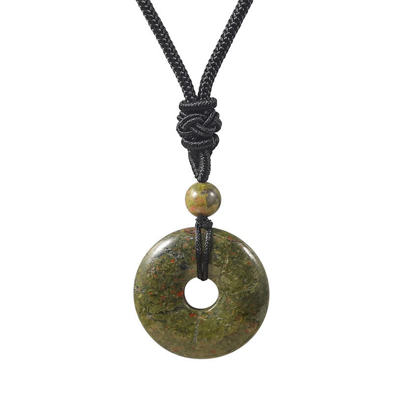 Nimara Ritual Natural Rhodonite Gray Agate Peace Buckle Fortune Necklace
