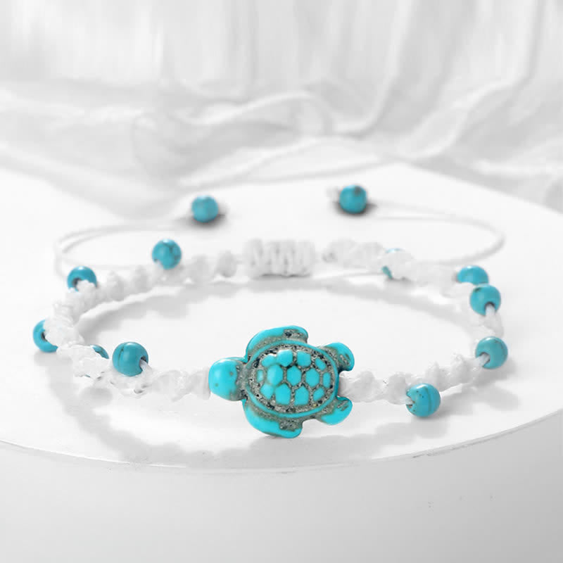 Nimara Ritual Turquoise Turtle Design Braided Rope Protection Bracelet