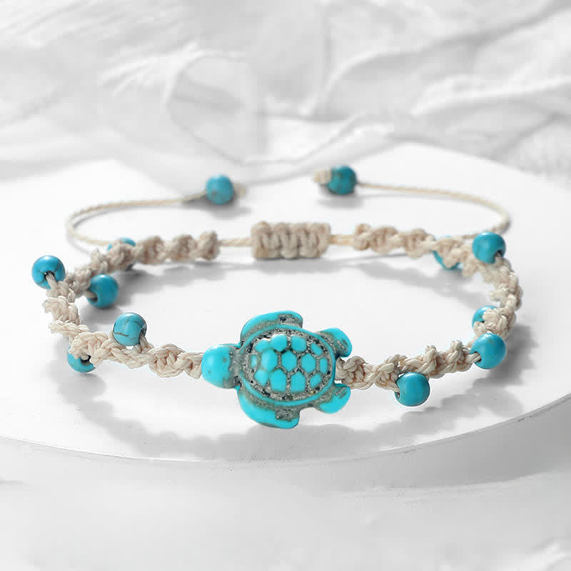 Nimara Ritual Turquoise Turtle Design Braided Rope Protection Bracelet