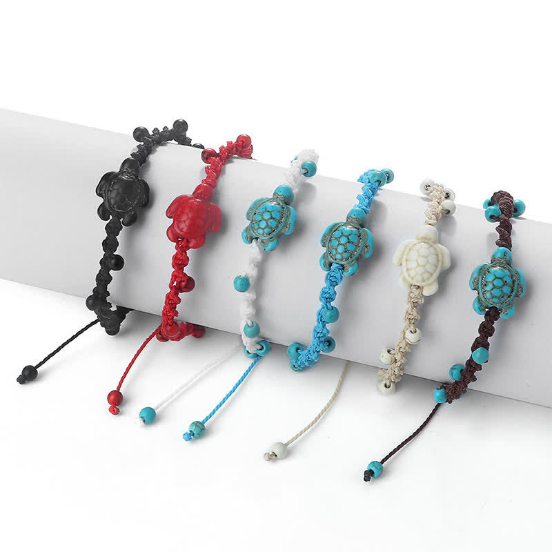 Nimara Ritual Turquoise Turtle Design Braided Rope Protection Bracelet