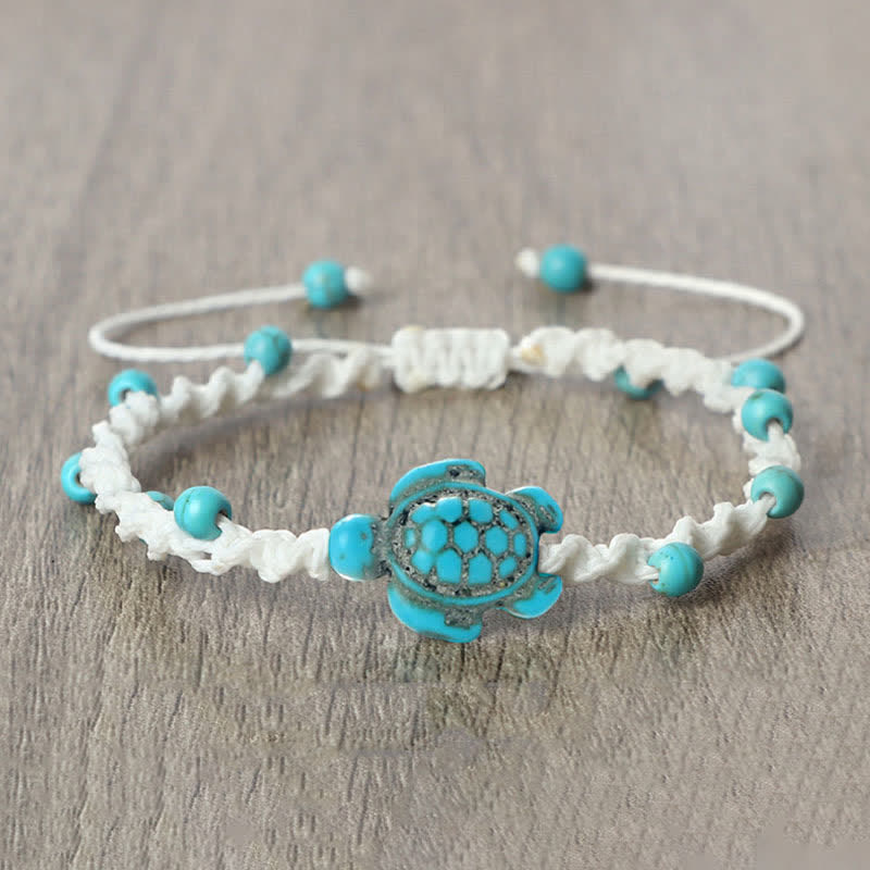 Nimara Ritual Turquoise Turtle Design Braided Rope Protection Bracelet