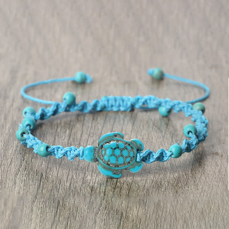 Nimara Ritual Turquoise Turtle Design Braided Rope Protection Bracelet