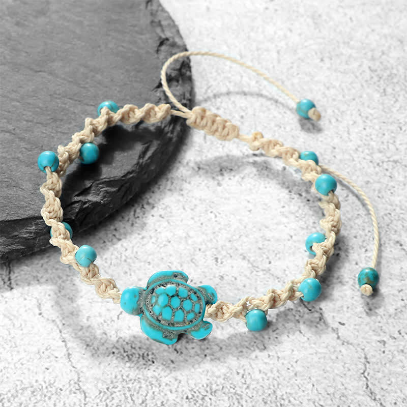Nimara Ritual Turquoise Turtle Design Braided Rope Protection Bracelet