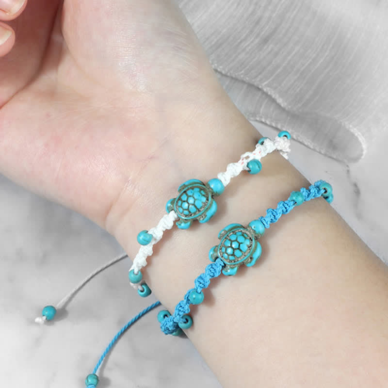 Nimara Ritual Turquoise Turtle Design Braided Rope Protection Bracelet