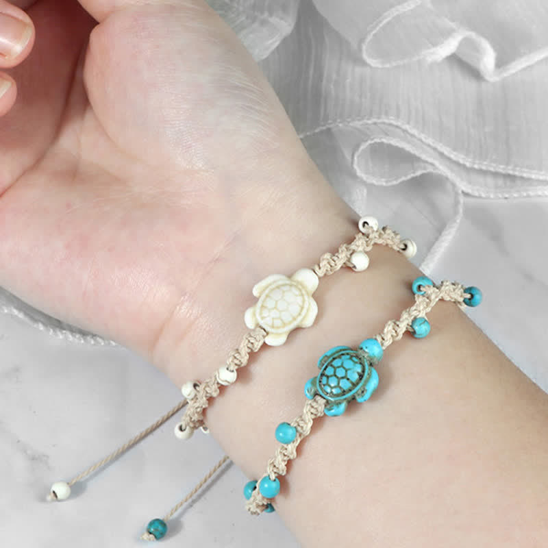 Nimara Ritual Turquoise Turtle Design Braided Rope Protection Bracelet
