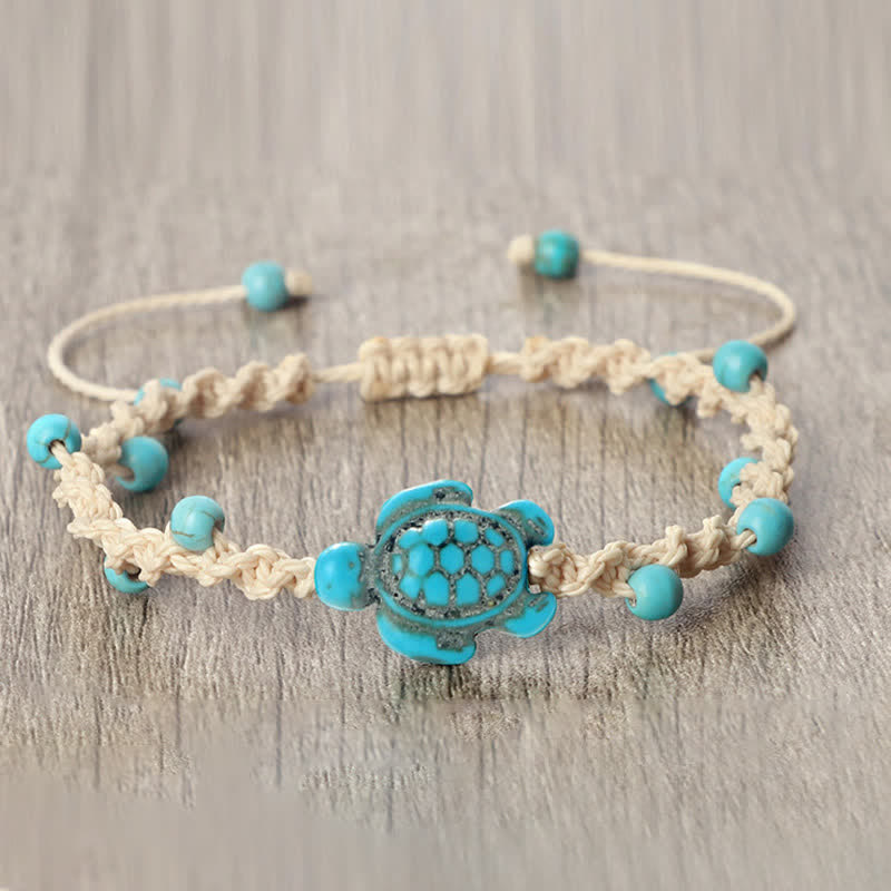 Nimara Ritual Turquoise Turtle Design Braided Rope Protection Bracelet