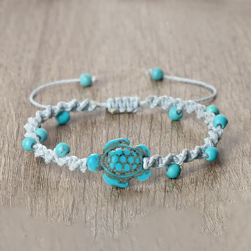 Nimara Ritual Turquoise Turtle Design Braided Rope Protection Bracelet