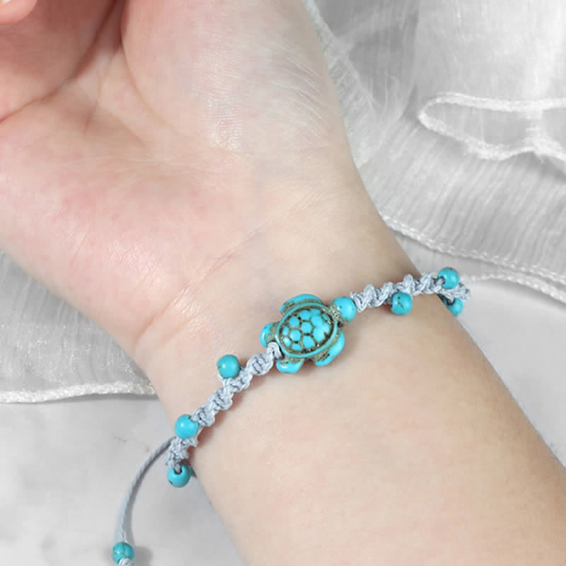 Nimara Ritual Turquoise Turtle Design Braided Rope Protection Bracelet