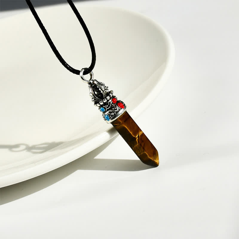 Nimara Ritual Natural Turquoise Tiger Eye Wisdom Rope Necklace
