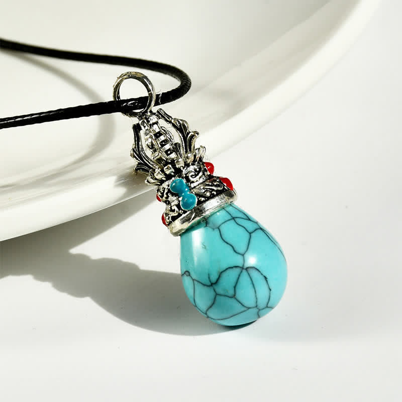 Nimara Ritual Natural Turquoise Tiger Eye Wisdom Rope Necklace