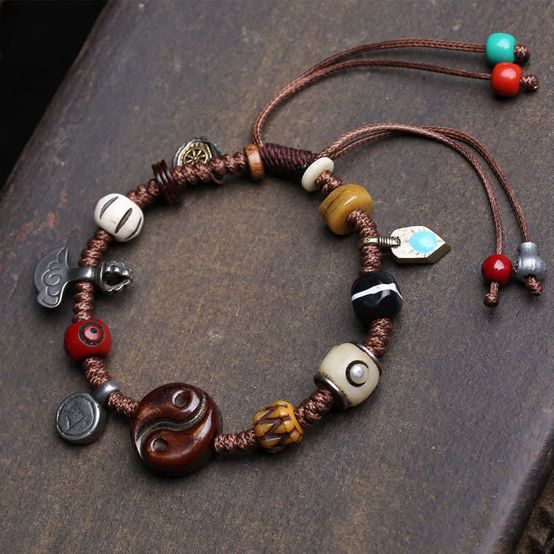 Nimara Ritual Bone Yin Yang Braided Rope Balance Bracelet