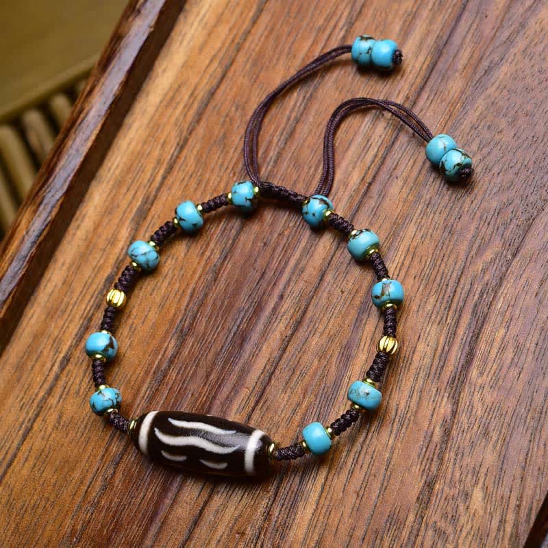 Nimara Ritual Dzi Beads South Red Agate Braided Rope Protection Bracelet