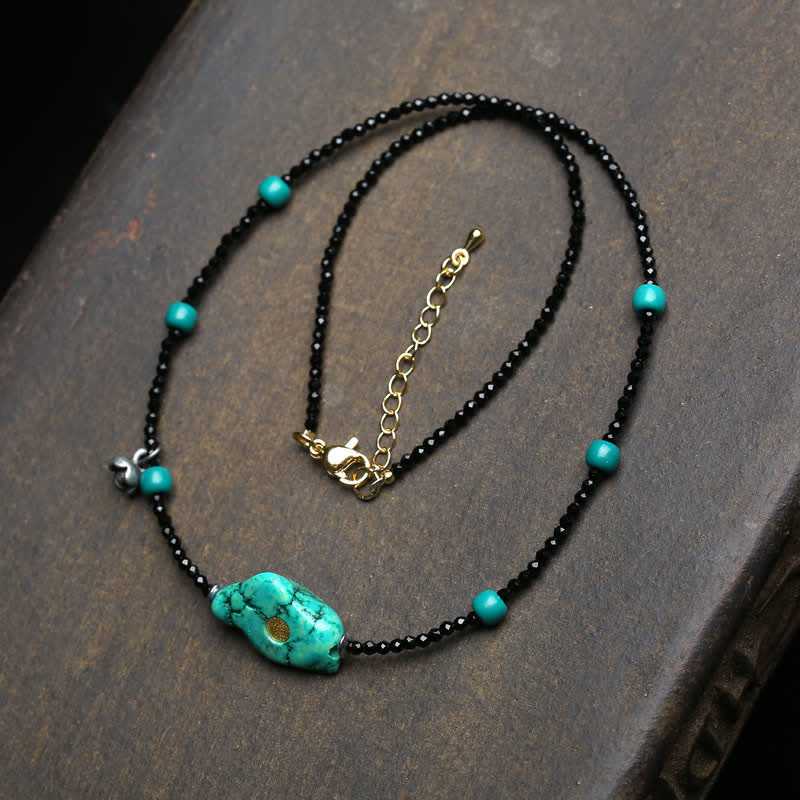 Nimara Ritual Black Spinel Turquoise Beads Strength Necklace