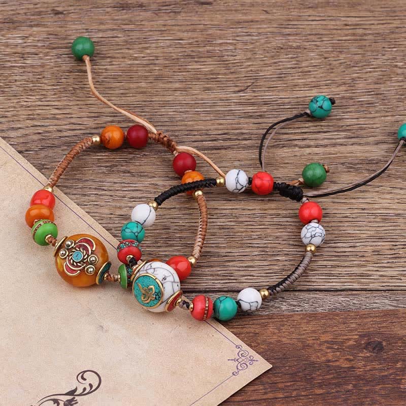 Nimara Ritual Turquoise Amber Tibet Braided Rope Love Bracelet