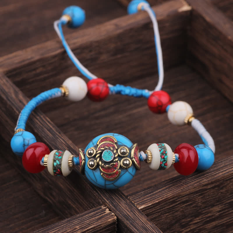 Nimara Ritual Turquoise Amber Tibet Braided Rope Love Bracelet