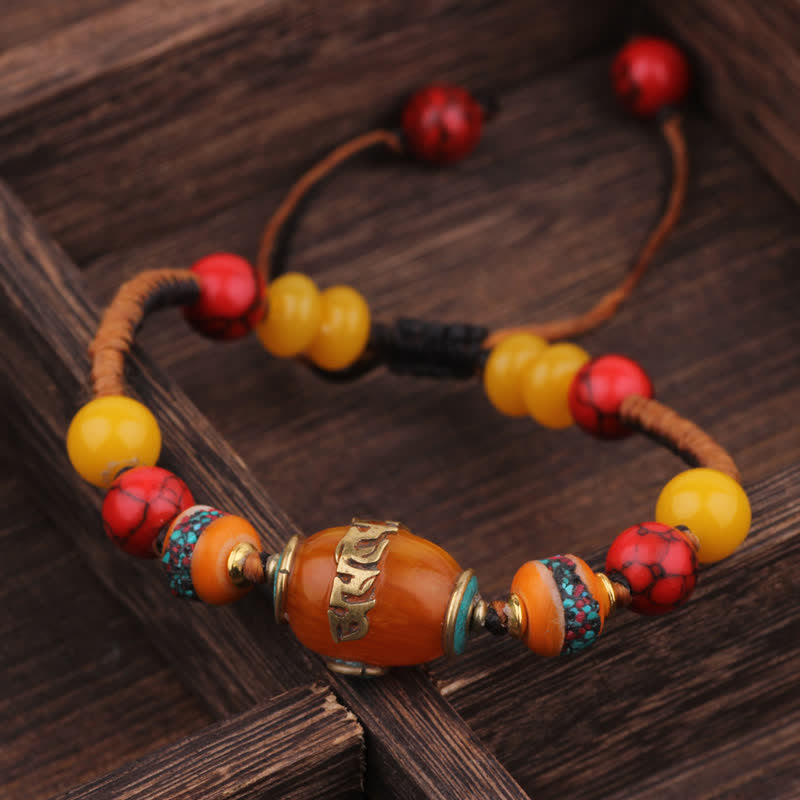 Nimara Ritual Turquoise Amber Tibet Braided Rope Love Bracelet