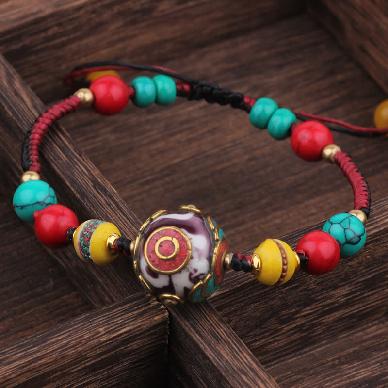 Nimara Ritual Turquoise Amber Tibet Braided Rope Love Bracelet