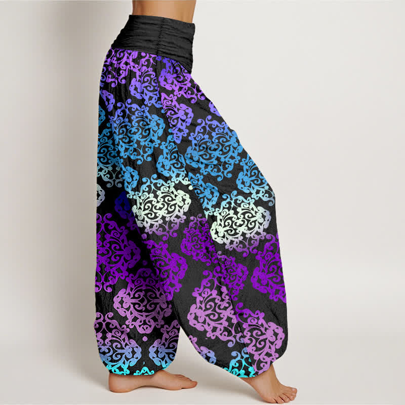 Nimara Ritual Pure Cotton Baroque Gradient Floral Pattern Women's Elastic Waist Harem Pants