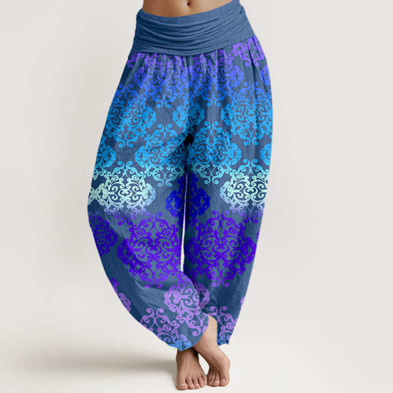 Nimara Ritual Pure Cotton Baroque Gradient Floral Pattern Women's Elastic Waist Harem Pants