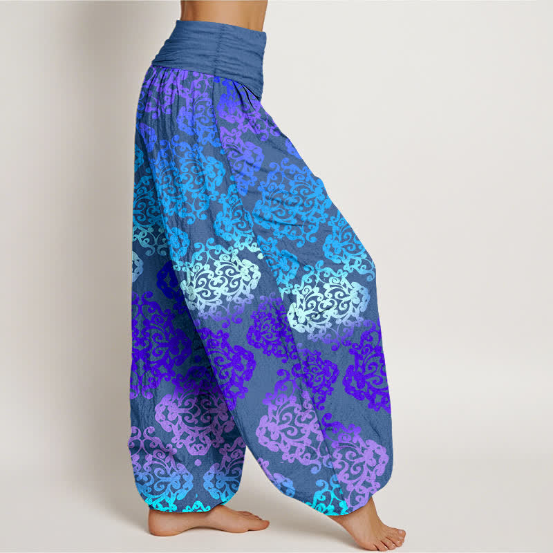 Nimara Ritual Pure Cotton Baroque Gradient Floral Pattern Women's Elastic Waist Harem Pants