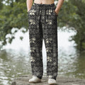 Nimara Ritual Cotton Ivory Elephant Mandala Geometry Pattern Men's Tapered Pants With Pockets