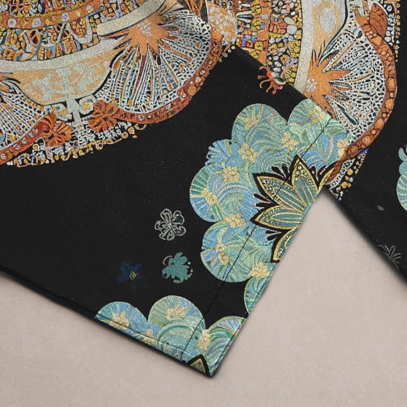 Nimara Ritual Pure Cotton Mandala Floral Pattern Men's Tapered Pants With Pockets